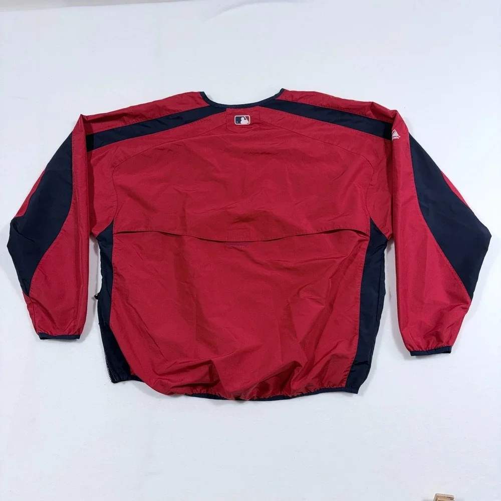 VTG Boston Red Sox Jacket Mens L Red Majestic Baseball MLB Coach Windbreaker